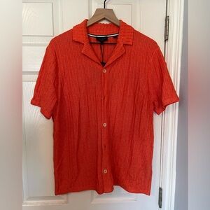 Orange knit button down